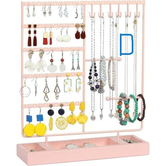 New Earring Holder,Ear Stud Holder with Wooden Tray,Jewelry Organizer Ho…